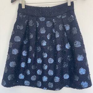 Anthropologie Sequin Mini Skirt Blue Black A-line Cocktail